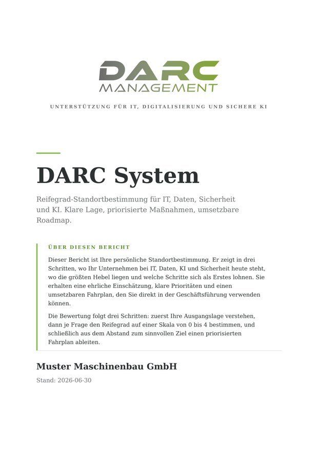 DARC System Bericht, Startseite